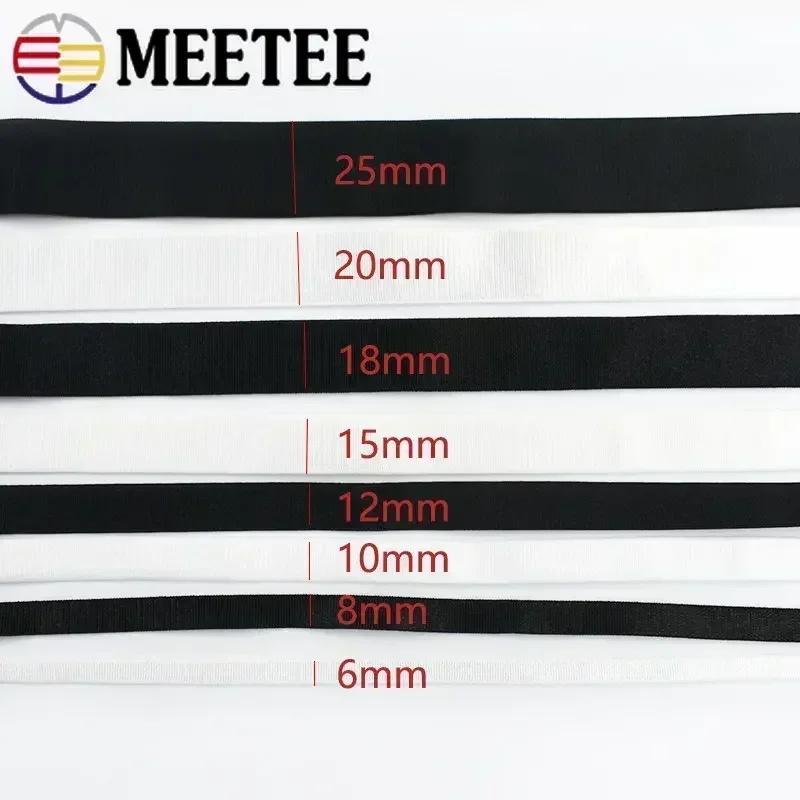 Meetee 10/20/50M 6-18mm Nylon Elastic Band for Underwear Shoulder Strap Bra Rubber Bands DIY Garment Belt Tape Accessories
