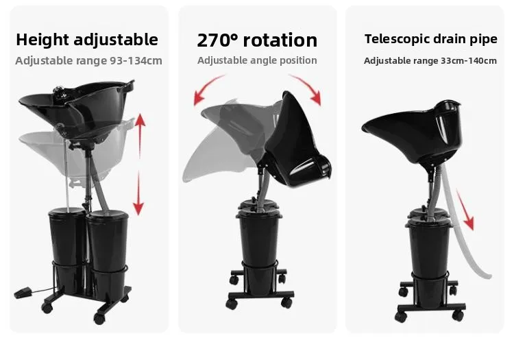 Portable Salon Hair Washing Sink Vertical Mobile Shampoo Basin With Water Pump Hairdressing Equipment