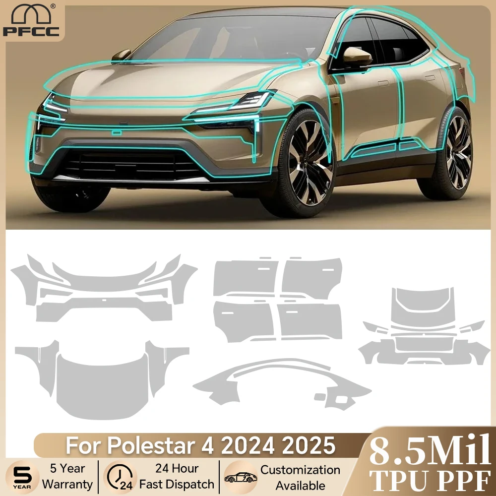 

For Polestar 4 2024 2025 Pre-cut PPF Bra 8.5Mil TPU Paint Protection Film Car Body Clear Kit Anti-scratch Cover Car Accessories