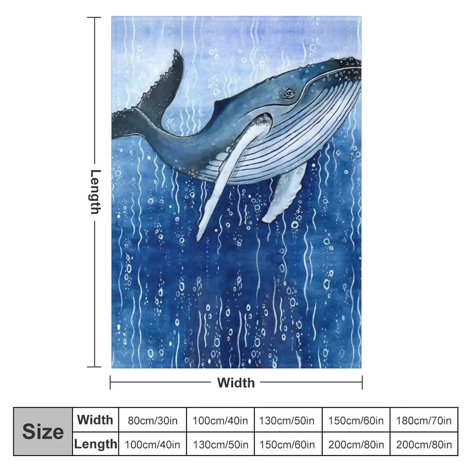 Humpback Whale in the sea in watercolour Throw Blanket Single Plush for winter Blankets