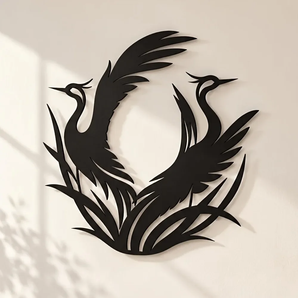 CIFBUY Iron Wall Art Crane Bird Metal Heron Sculpture Vintage For Living Room Bedroom Home Decor Sign Gift