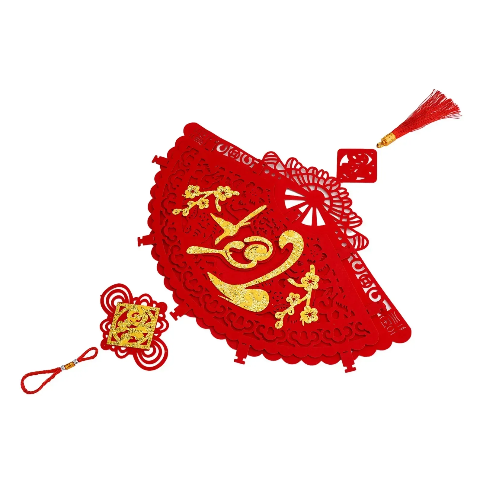 Traditional Flocking Cloth Chinese New Year Decoration Vibrant Red Color Long lasting and Elegant Create a Festive Ambiance