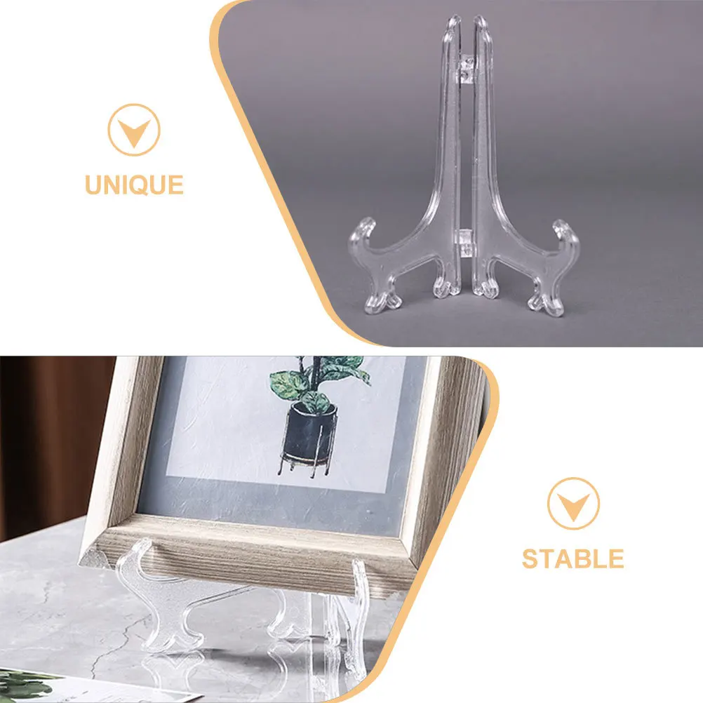 24개 투명 이젤 스탠드 클리어 플라스틱 5인치 사진 홀더 디스플레이 랙 가정 사무실 장식용 플레이트 프레임 데스크탑