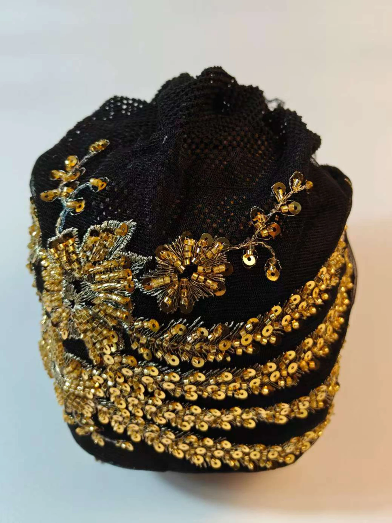 아프리카 여성 랩 머리 보닛 이슬람 터번 모자 레이디 헤드 랩 반짝이 발광 구슬 여성을위한 Pleated Turban 모자