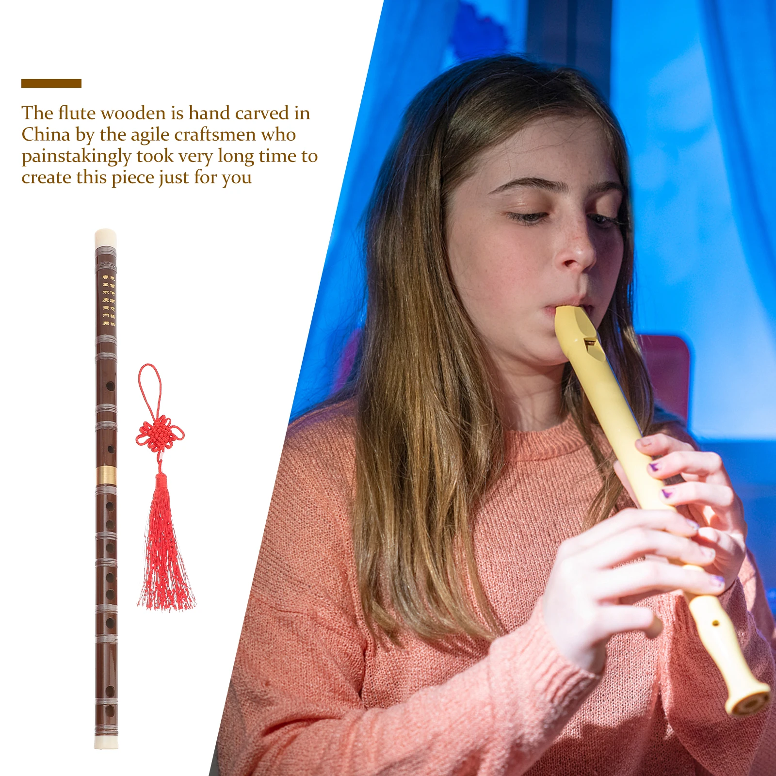

Bamboo Traditional Chinese Musical Instrument Handmade Woodwind For Beginner Decorative Fife Flute Durable Brass