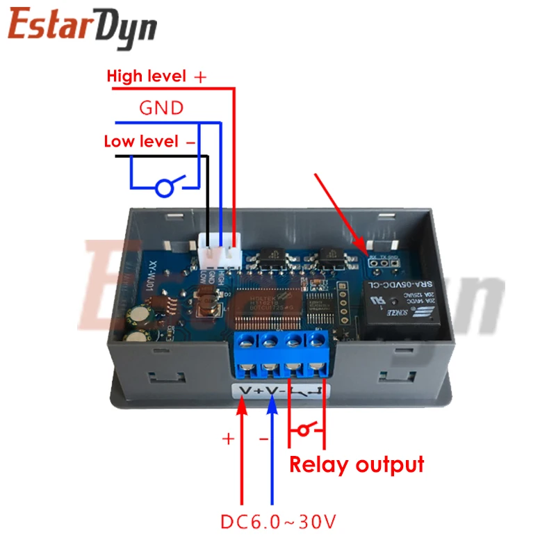 DC 6 ~ 30V LED cyfrowy moduł przekaźnika opóźnienia czasowego przekaźnik programowalny Timer przełącznik czasowy cykl wyzwalania z obudową do