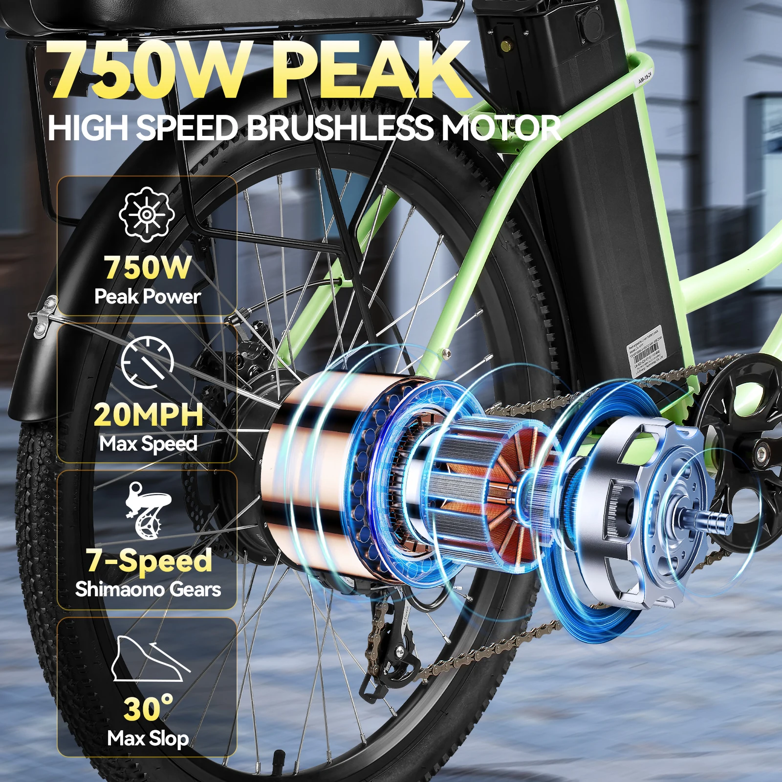 دراجة كهربائية للبالغين، محرك 750 وات، بطارية 48 فولت 13 أمبير في الساعة، دراجة كهربائية 20 ميجا في الساعة 50 ميل، دراجة إلكترونية بإطارات 24 بوصة