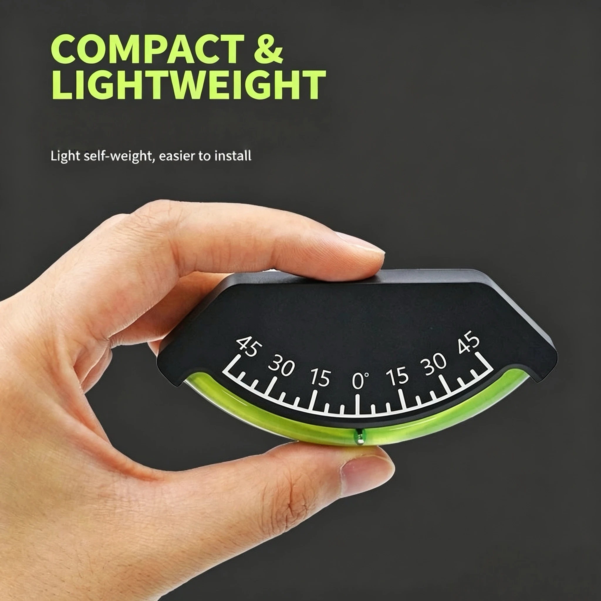 New Inclinometer, -45° to +45° Angle Gauge, Adhesive Bubble Level, High Visibility for Car & Marine Use, Durable & Easy to Read