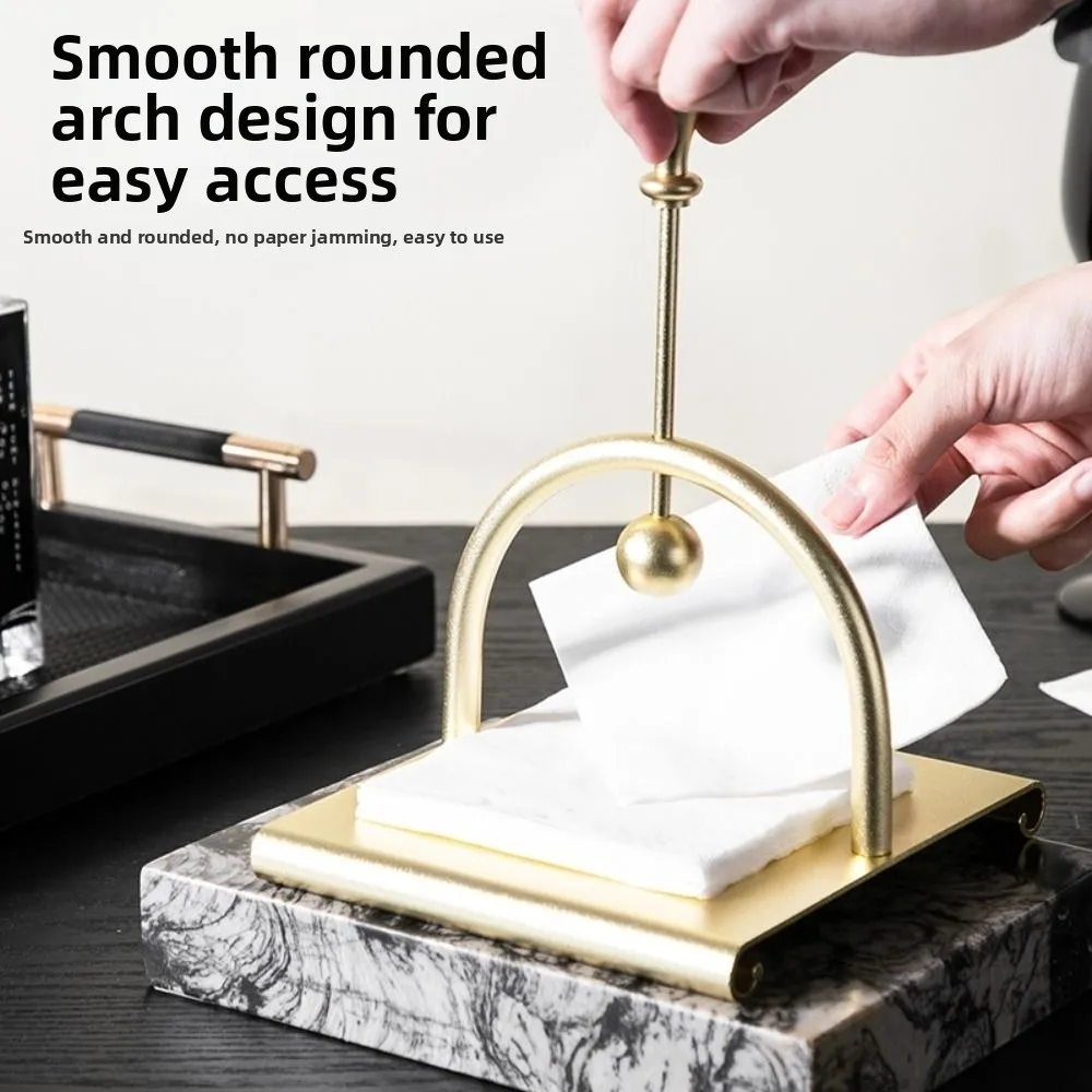 

Retro Square Tissue Holder Creative European Style Arch Bridge Napkin Dispenser Light Luxury with Handle Tabletop Tissue Rack