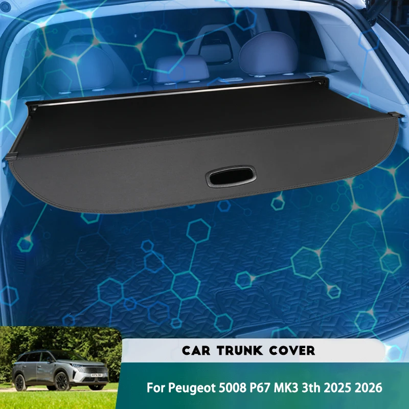 For Peugeot 5008 P67 MK3 3th 2025 2026 Car Trunk Cargo Cover Organizer Partition Board Rear Boot Retracta Sun Shades Shielding