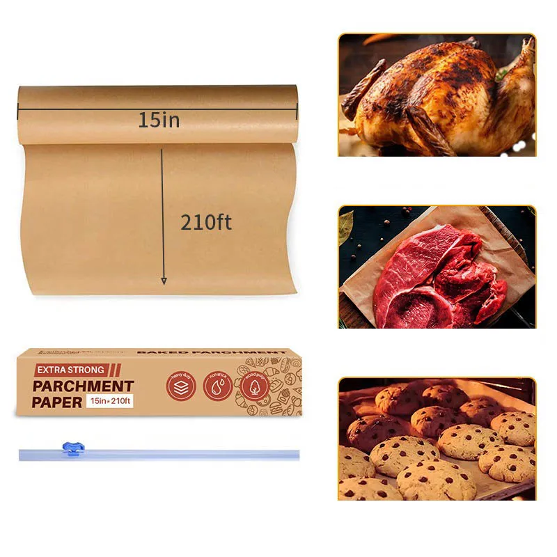 لفة ورق البرشمان مزدوجة الجوانب ورق البرشمان أوراق الخبز كوتابل الخبز الخبز بطانات لفرن الهواء المقلاة شواء حصيرة