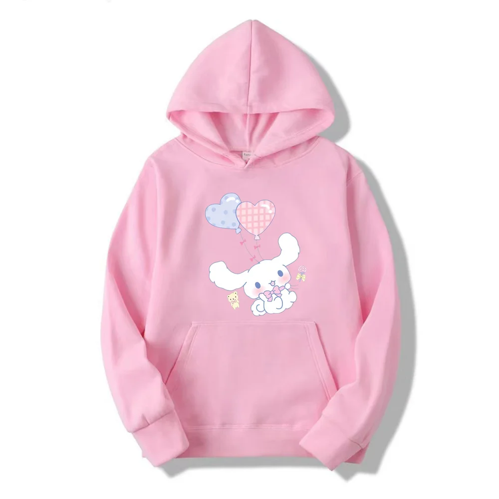 2024 New Cinnamoroll And Kuromi Cartoon Anime Women Pullover Tops Spring Autumn Men Sweatshirt Pink Couple Hoodie Clothes