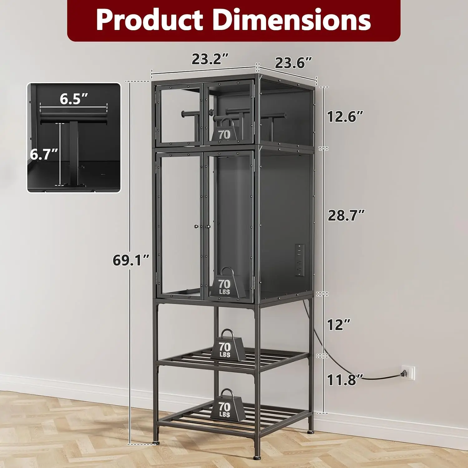3D Printer Cabinet, Double Layer 3D Printer Stand Filament Storage Rack with T Shaped Bar, Noise Reducing & Dust Proof Enclosure