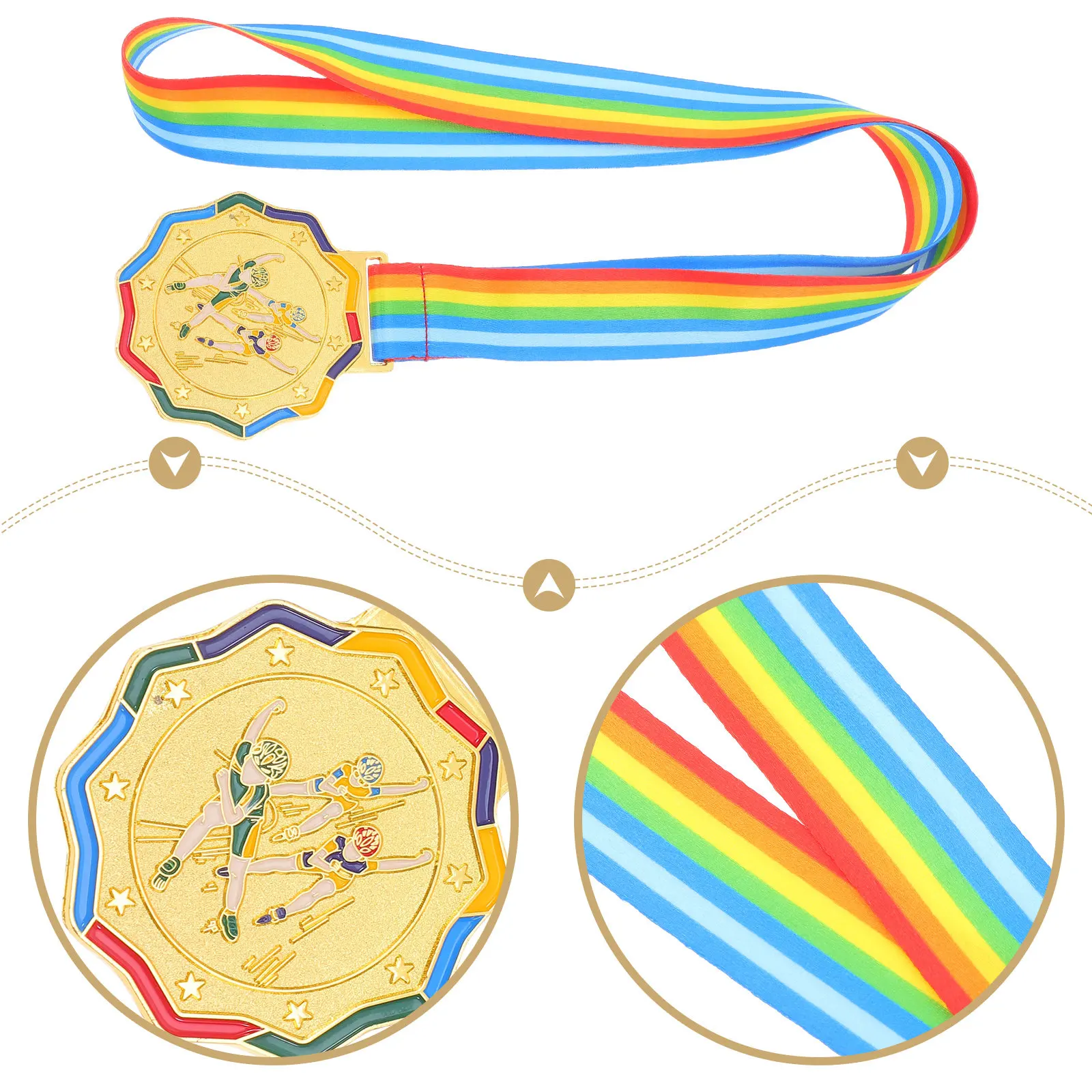 Kids Skating Medals Gold Award Plaque First Place Medal with Ribbons Vibrant Colors Elegant Design for Kindergarten Sports Day