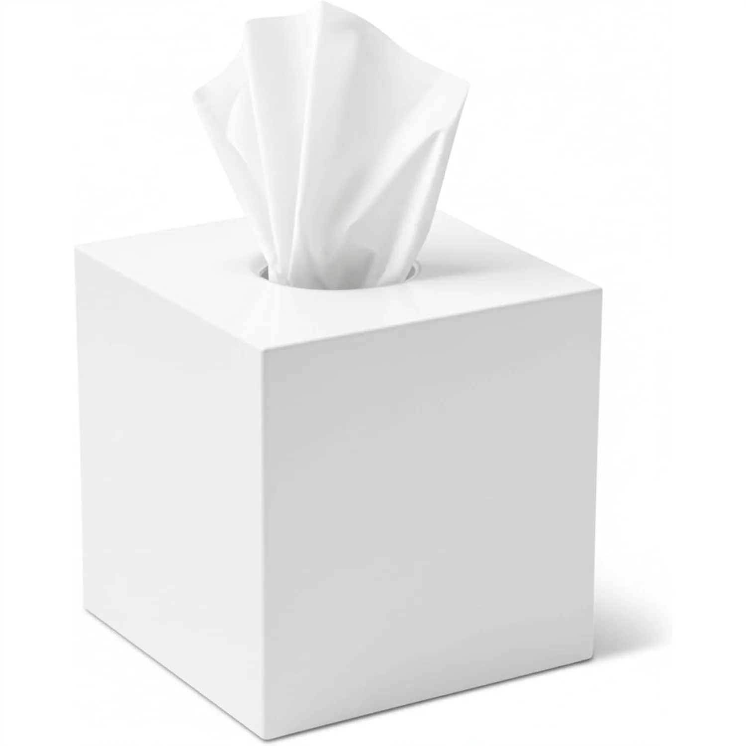 

Acrylic Tissue Cover for Standard Square Box, White Cube Holder 5.3x5.3x5.5