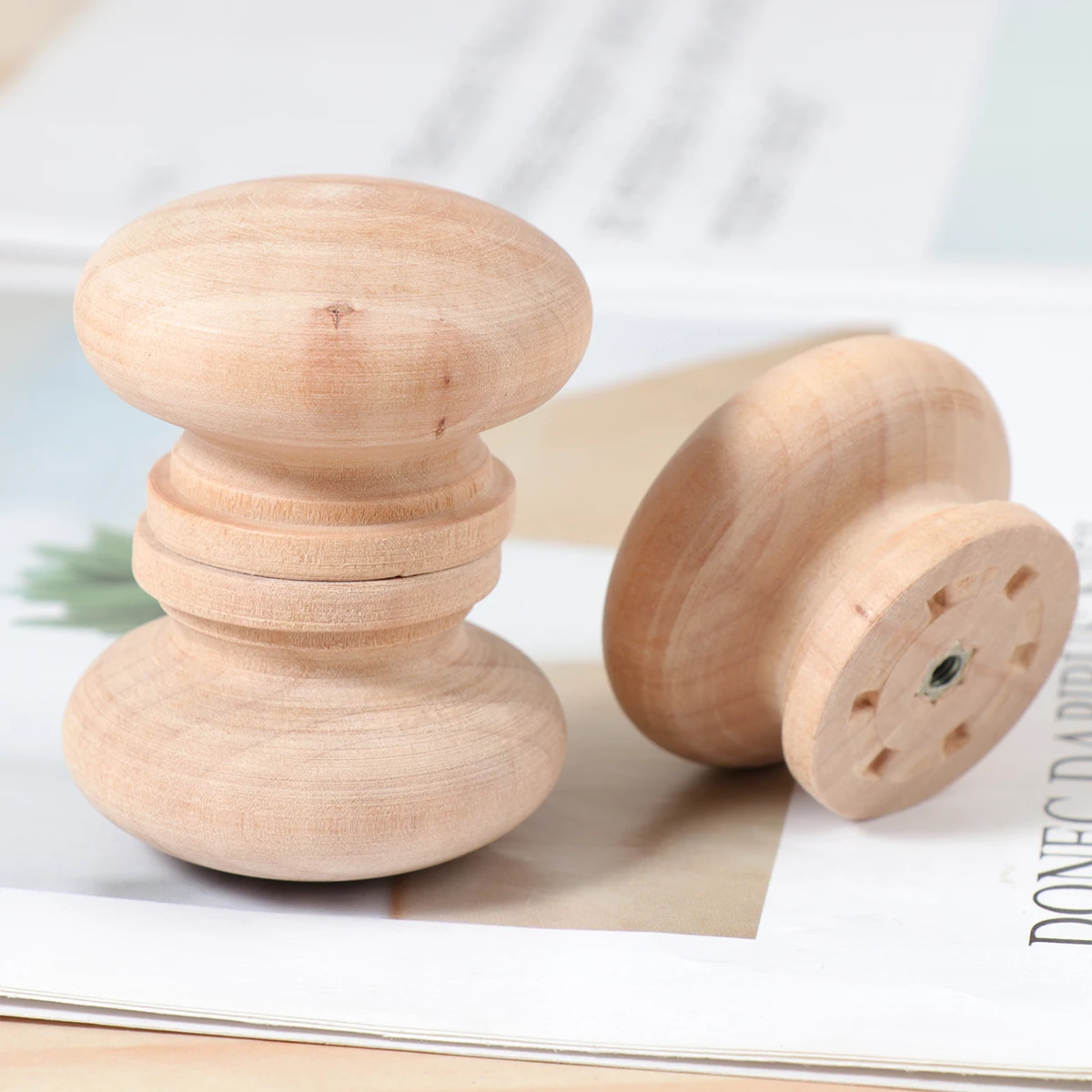 

15Pcs Round Wooden Drawer Knob Pull Handle Cabinet Hardware Beech Circular Knobs Chest Drawers Wood Door Furniture Wardrobe