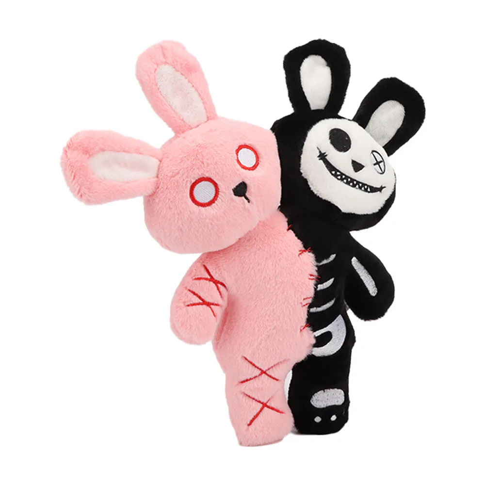Terrifying-Gothic horror double-headed Skull Rabbit plush Stuffed animal Rabbit plush toy Halloween Decoration Gift for kids