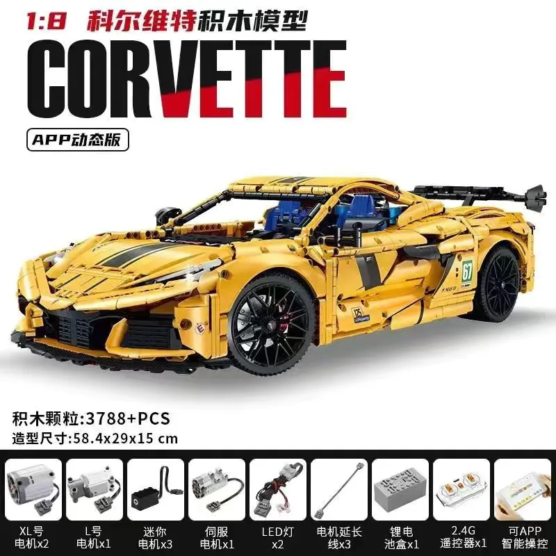 3372 pièces 1:8 bloc de construction de voiture de course jouet MOC Supercar GULY 10622 moteur modèle difficile briques à monter soi-même jouets pour garçons enfants adultes