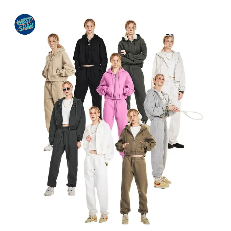 

WESTSHAN EU US Size Top Quality Retro Solid Color Hooded Sweatshirt Zipper Jacket Loose Short Style Hot Girl Hoodie