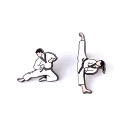 Spor Taekwondo vintage giyim pimleri çocuklar erkekler kadınlar için komik sırt çantası giysi diy emaye broş rozeti yaka hediyeler