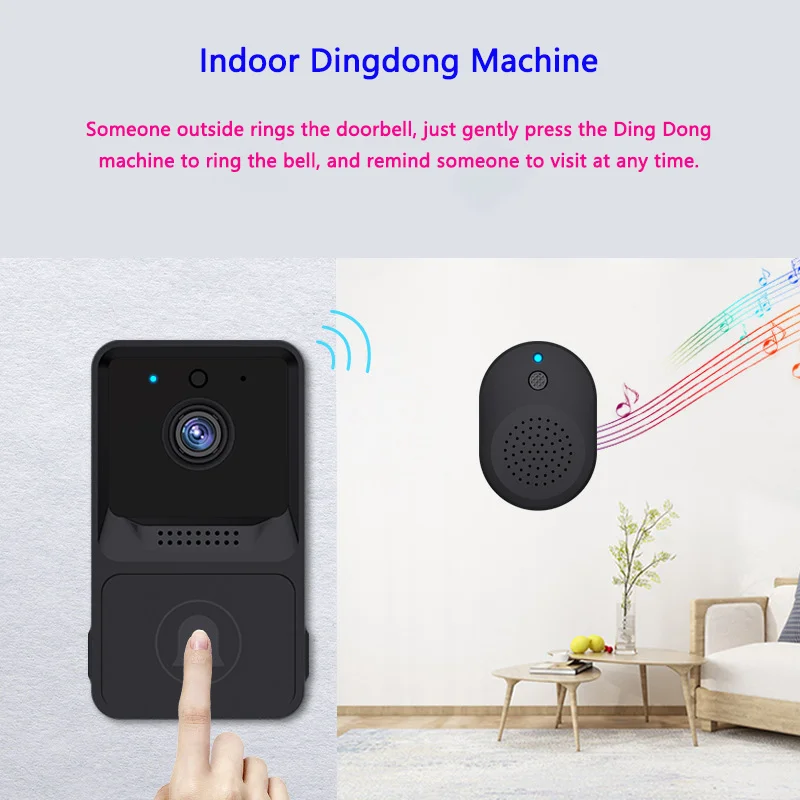 

Household Wireless Visual Intercom Door Bell Wifi Intelligent High-definition Night Vision Doorbell Video Camera Alarm Monitor