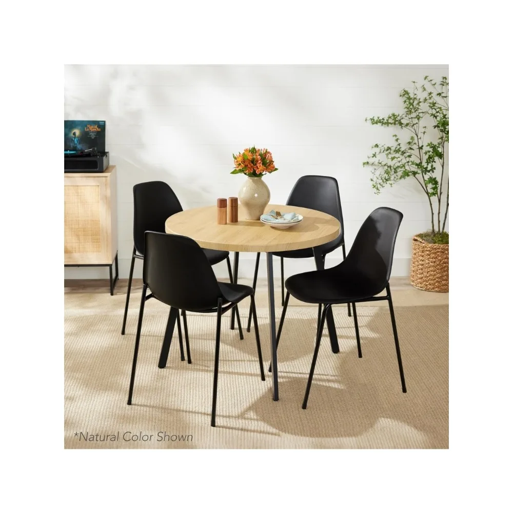 

35.5in Round Mid-Century Modern Dining Table, Space-Saving Dinette for 2-4, Home, Kitchen, Apartment w/Steel Legs