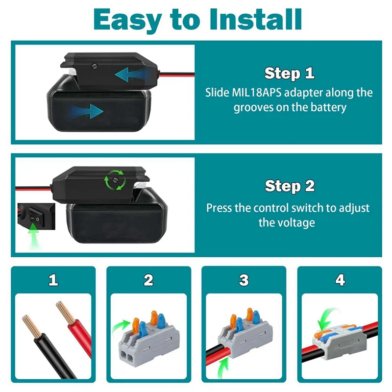 

A59Z-2X DC 18V To 12V Step Down Converter For 18V Battery, Power Wheels Battery Adapter,Cigarette Lighter Buck Adapter