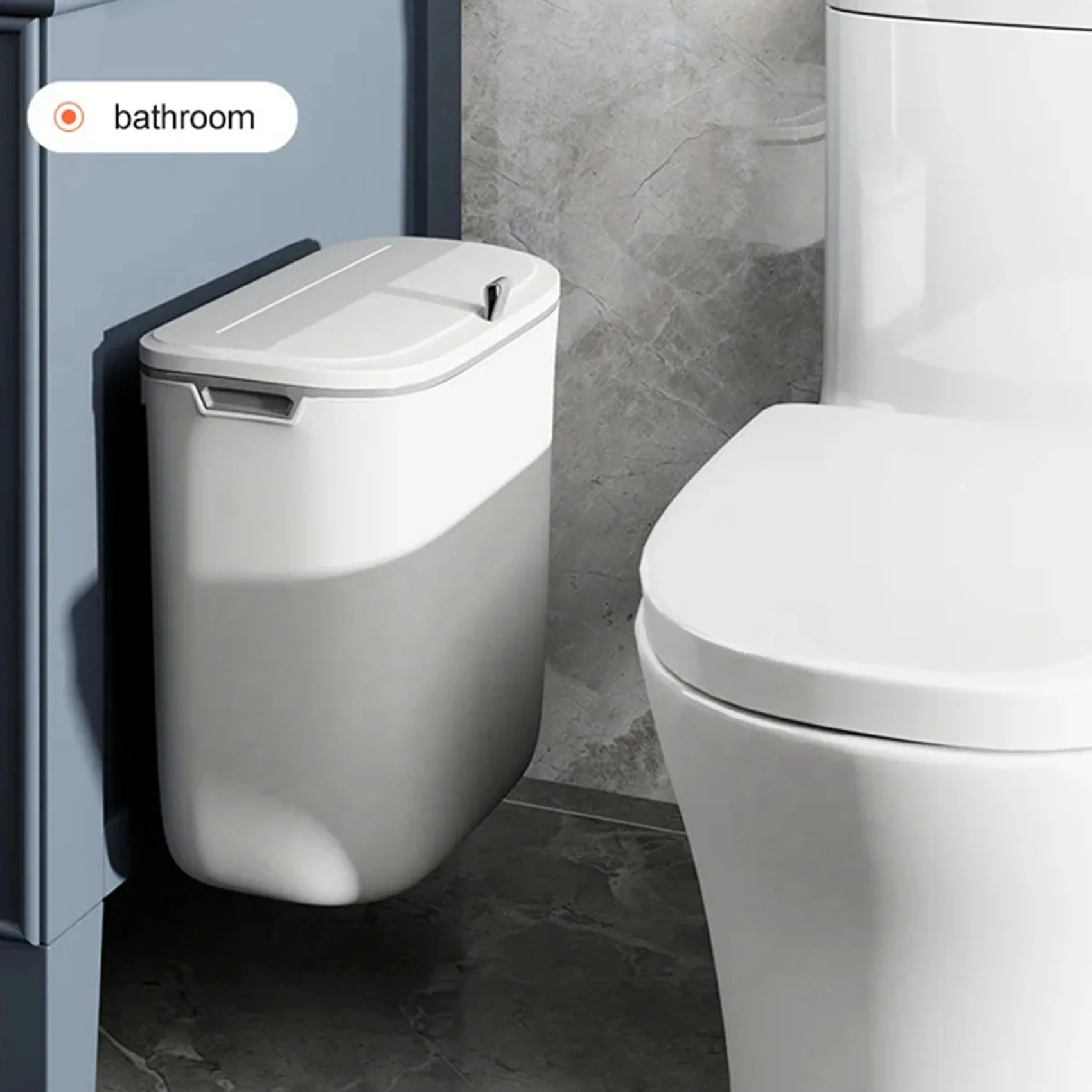 

ABGH-2 Pc Bathroom Can Wall Mounted Hanging Trash With Lid Waterproof Narrow Seam Rubbish Toilet Waste Garbage Bin 7L