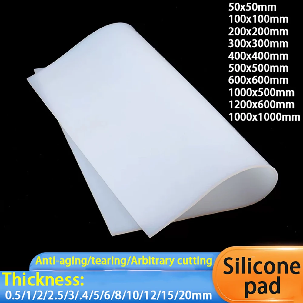 1Pcs White High‑Temp Silicone Sheet Seal Gasket Processable Silica Gel Plate 50‑1200mm Industrial Sealing Hardware