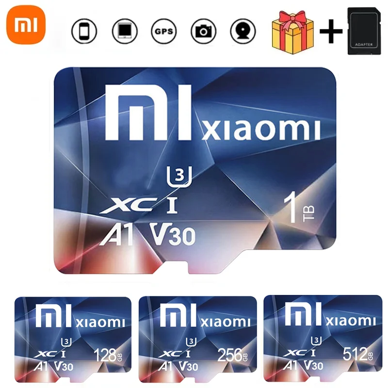 Xiaomi 2TB SD Memory Card V30 128GB Micro TF/SD Card Class 10 High Speed Flash Memory Card 512GB 256GB SD Card For Camera Phone