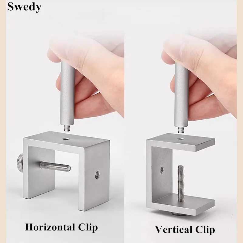 Stainless Steel Tube Shelf Advertising KT Board Holder Clip Acrylic Board Sign Holder Metal Clip