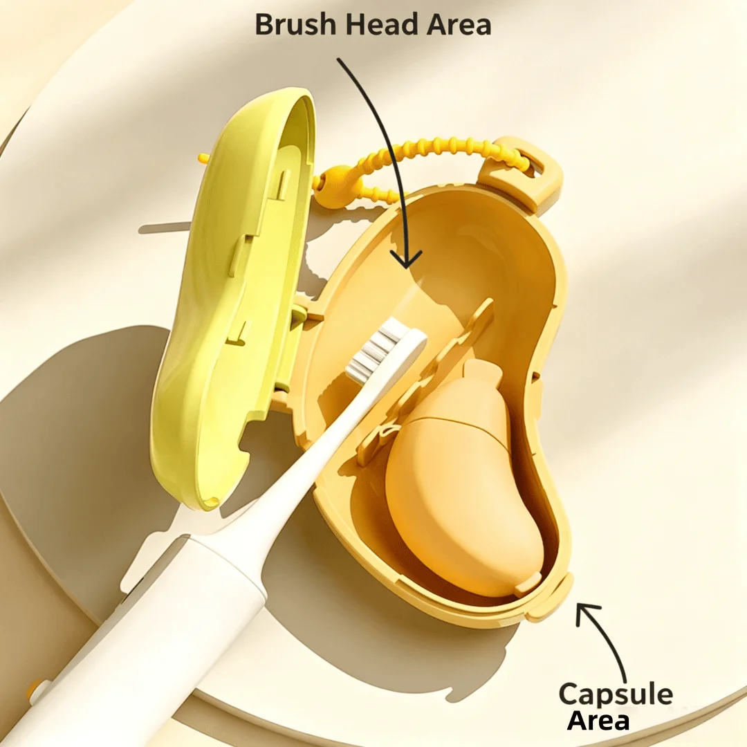 Banana Shape Toothbrush Cover & Toothpaste Travel Case, Silicone Dustproof Holder, Camping, Home - view 5