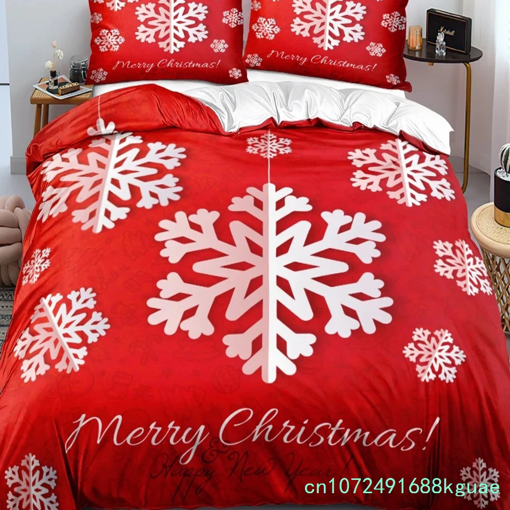 3D Merry Christmas White Bedding Sets XMAS Duvet/Quilt Cover Set Polyester Comforter Cover King Queen Full Twin Red Bow Beige