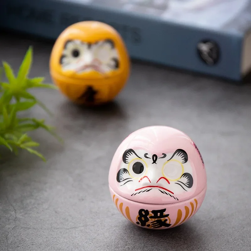 Japanese Ceramic Daruma Crafts Cartoon Lucky Cat Fortune Ornament Landscape Home Decor Accessories Gifts Living Room Decoration