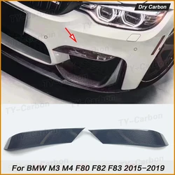 Dry Carbon Fiber Front Bumper Air Vent Splitter Trim For BMW F80 M3 F82 F83 M4 2014-2019 Frame Upper Side Spoiler Cover Canard