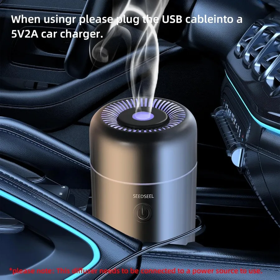 USB-Auto-Aromatherapie-Diffusor – 7-Farben-LED-Mini-Luftbefeuchter für ätherische Öle im Home Office im Auto