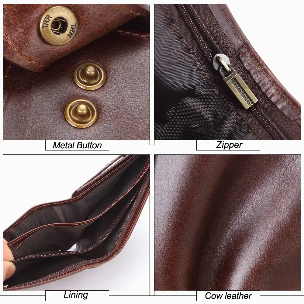 Vintage RFID Leather Wallet - Men's 2-Fold Multi-Card Holder with Coin Pocket, Genuine Business Purse & Money Organizer