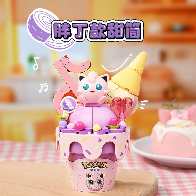 New Pokemon Building Block Original Pikachu Squirtle Model Puzzle Ice Cream Series Brick Game Decoration Children Toys Boy Gifts