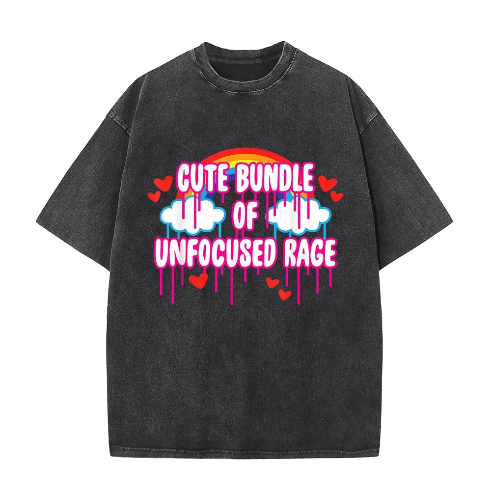 Man T Shirt Cute Bundle Of Unfocused Rage Rainbow Clouds Drips Hearts Men Tees Uomo Firmate Printed Plus Size Graphic T-Shirt