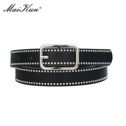 Maikun Original Design New Women's Personality Casual Leather Belt Ladies Punk Style Rivet Thin PU Belt