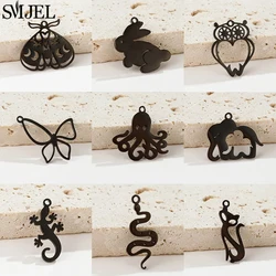 5pcs Stainless Steel Snake Charms Fit Jewelry Making Animal Cat Owl Octopus Butterfly Charm Makings Necklace For DIY Handmade