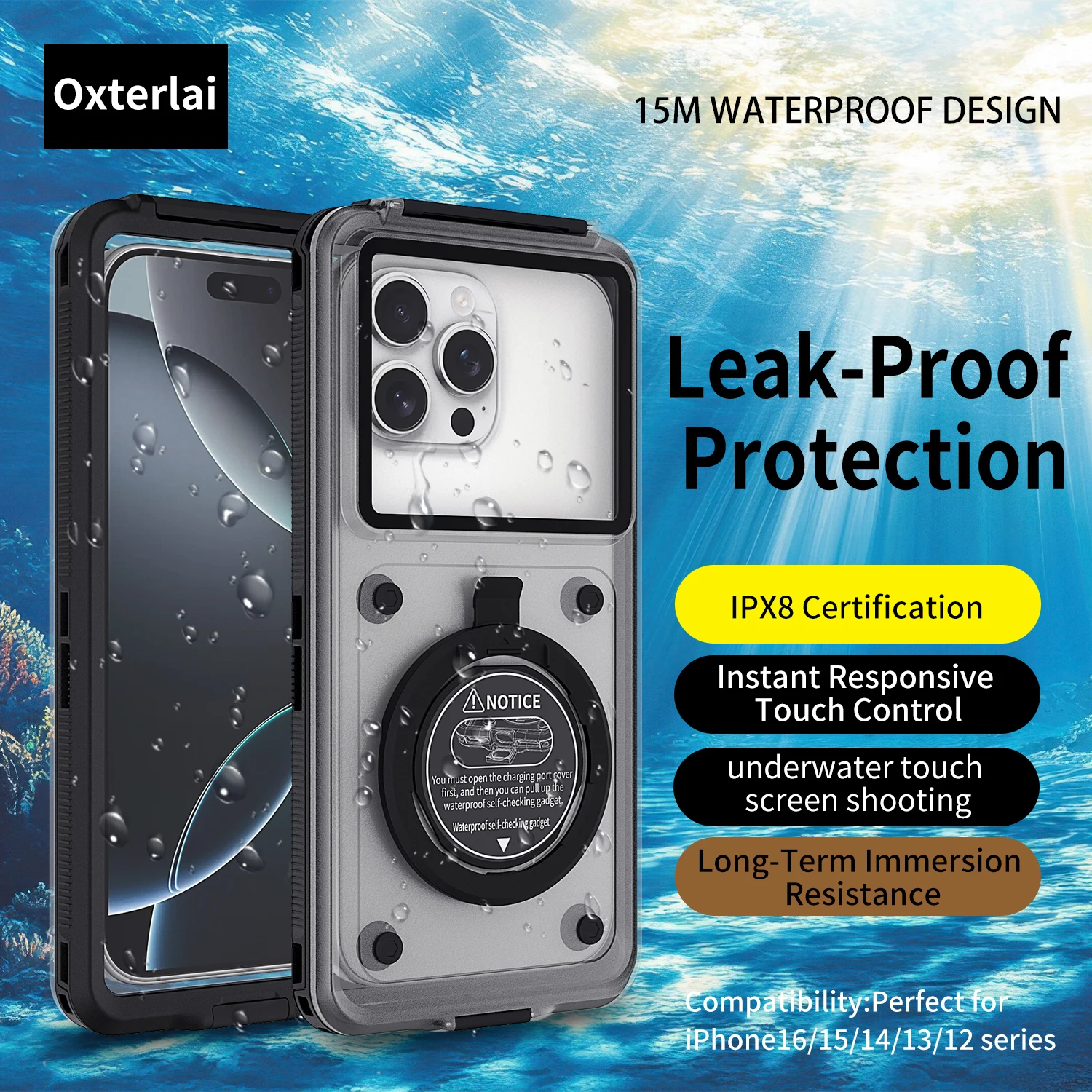 15 Meter Deep Waterproof Phone Case, Suitable for 6.9-Inch Devices, Suitable for iPhone, Samsung, Redmi, Etc, Vivo, Google, Oppo