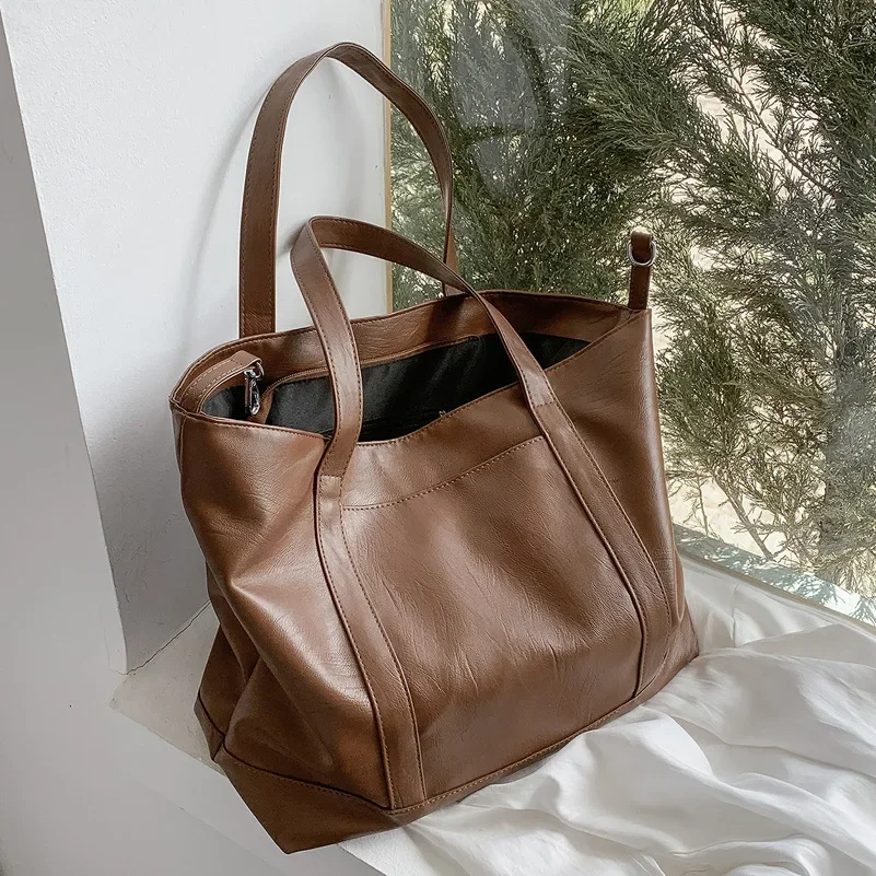 

Wholesale European And American Retro Shopping Shoulder Crossbody Bag With Excellent Quality PU Bag Women's Lazy Tote Bag