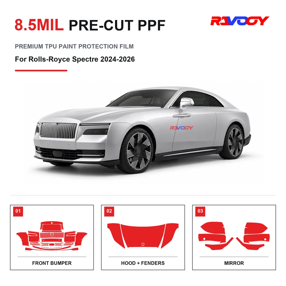 Precut PPF For Rolls-Royce Spectre 2024-2026 8.5mil TPU Clear Paint Protection Film Self Healing Hydrophobic UV Stone Chip Guard