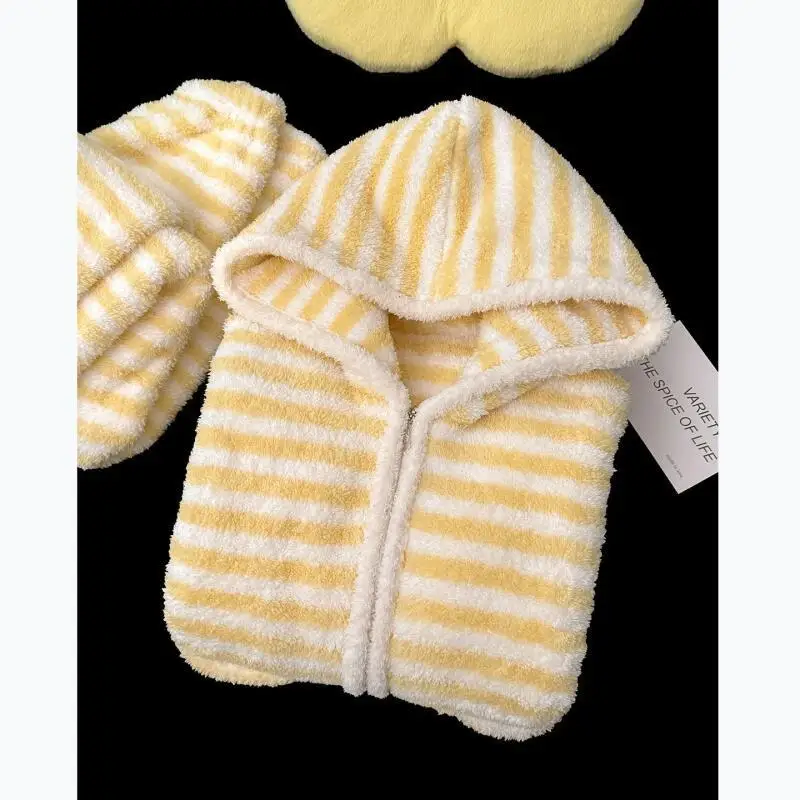 فتاة شريط المرجان بيجامة من الصوف Kawaii الخريف رشاقته الدفء الحلو طويلة الأكمام الفانيلا Homewear دعوى الدوبامين نمط جديد حار #5