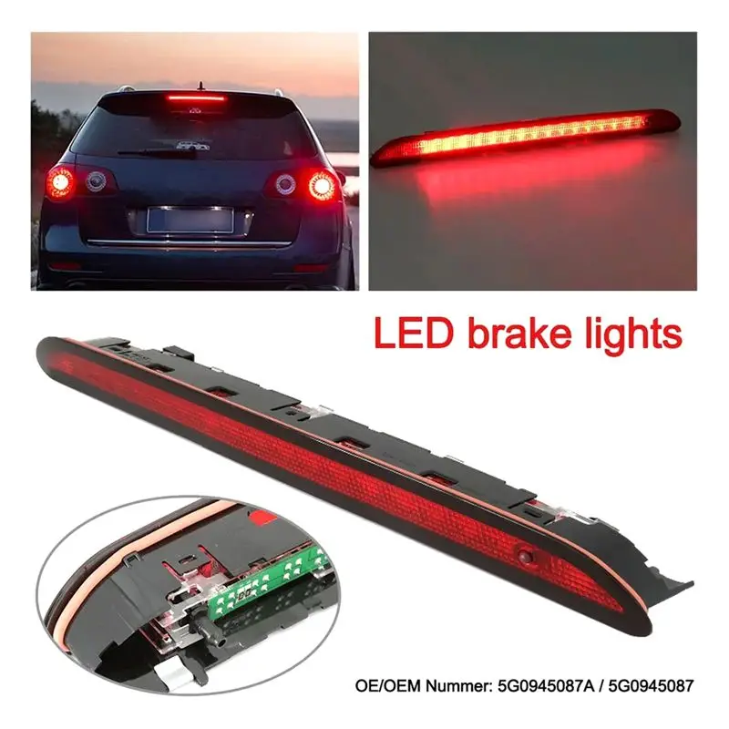 AEA7-Rear LED High Level Third Brake Light For VW Polo Golf Sharan Tiguan Touran Up Car Brake Lights 5G0945087B
