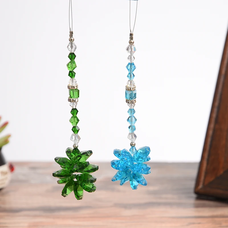 1PCS Crystal Sparkling Starburst Suncatcher Hanging Car Rear View Mirror Charm Ornament Rainbow Maker