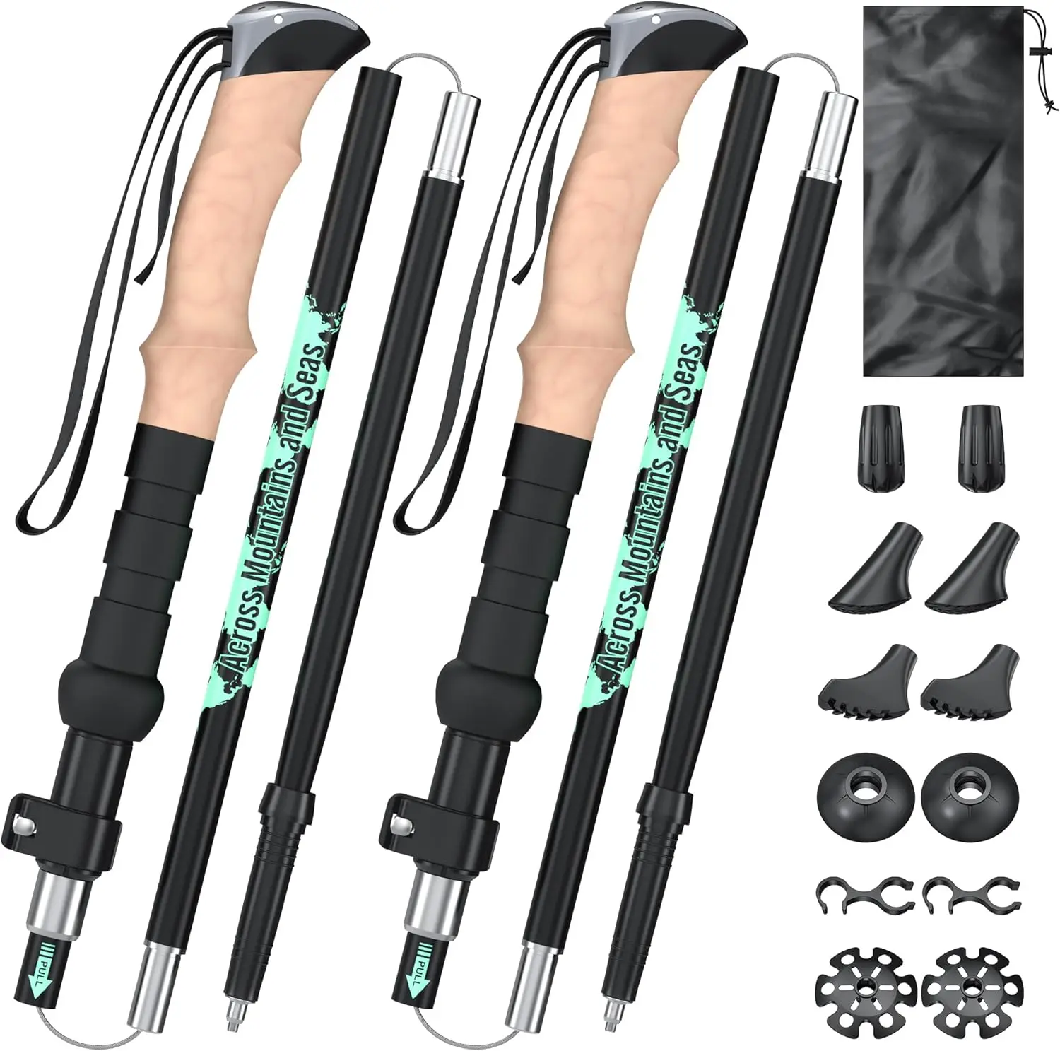 

Adjustable Trekking Poles for Hiking - Lightweight Carbon & Aluminum, Cork Grip, Unisex