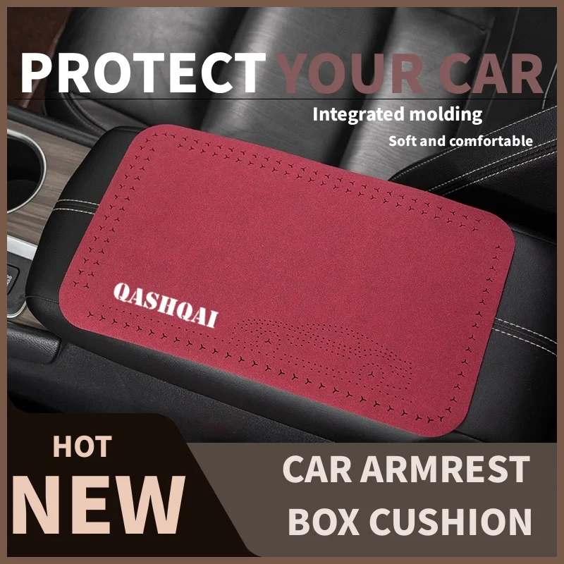 

Car Center Console Cushion Pad Suede Armrest Seat Box Cover Protector For Nissan Qashqai J10 J11 2021 2020 2019 2018- 2011 2010