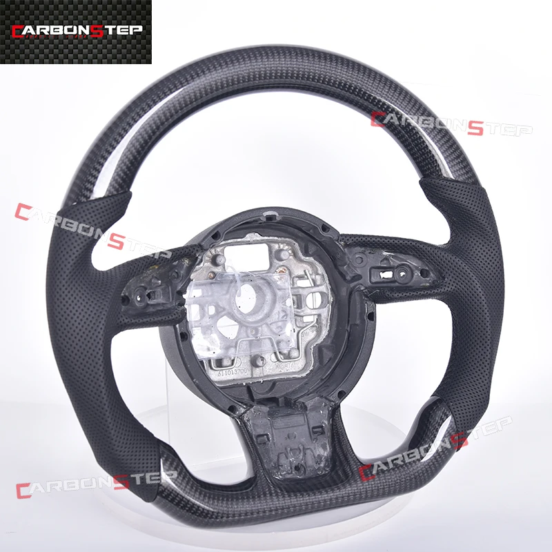 Car Perforated Leather Carbon Fiber Steering Wheel For Audi RS3 RS4 RS8 S3 S4 S5 A3 A4 A5 B8 B9 B7 C7 C6 C8 8V 8P B8.5 B6 B5